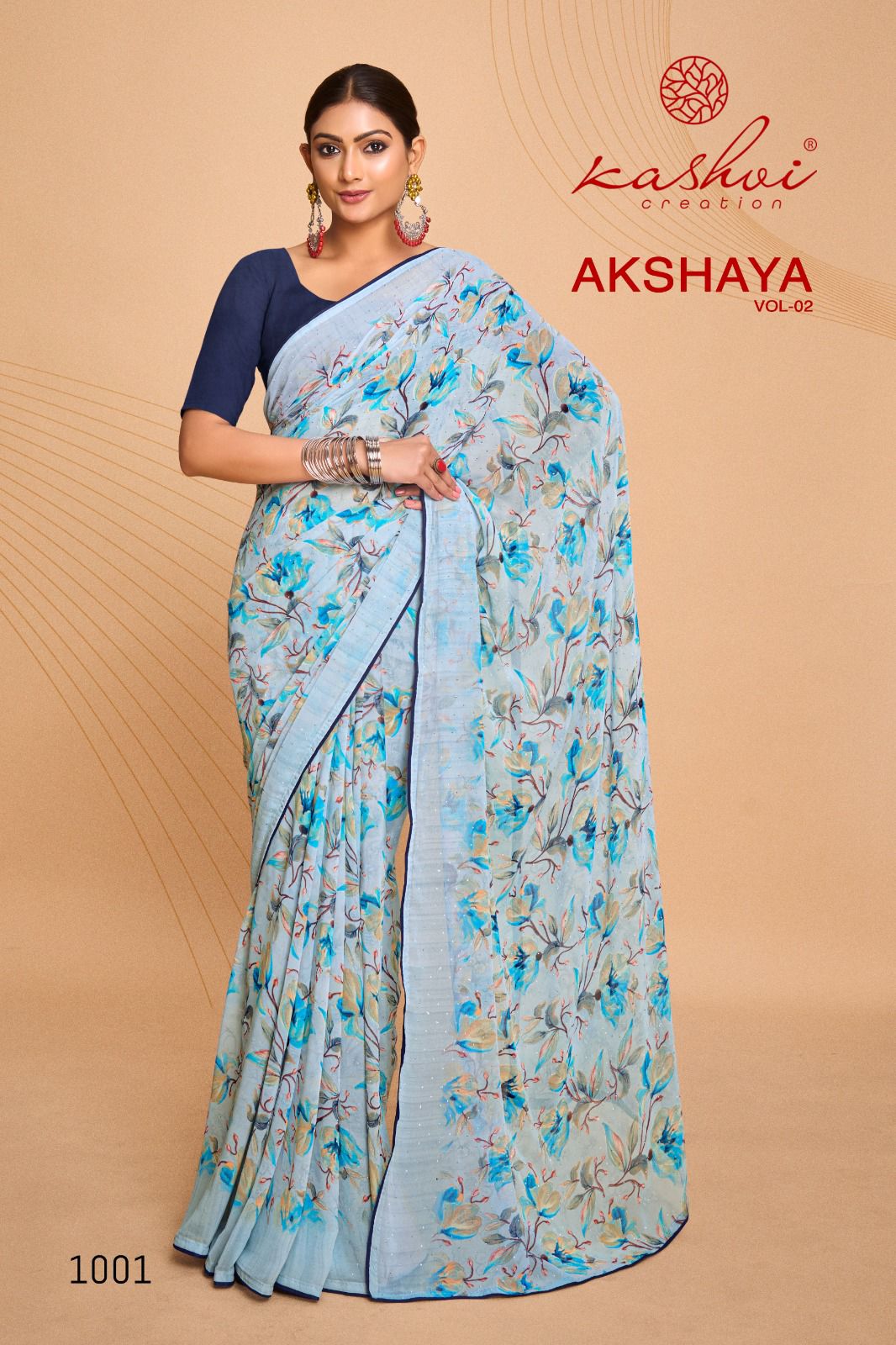 Akshaya Vol 2 By Kashvi Swarovski Work Weightless Printed Sarees Wholesale Market In Surat

